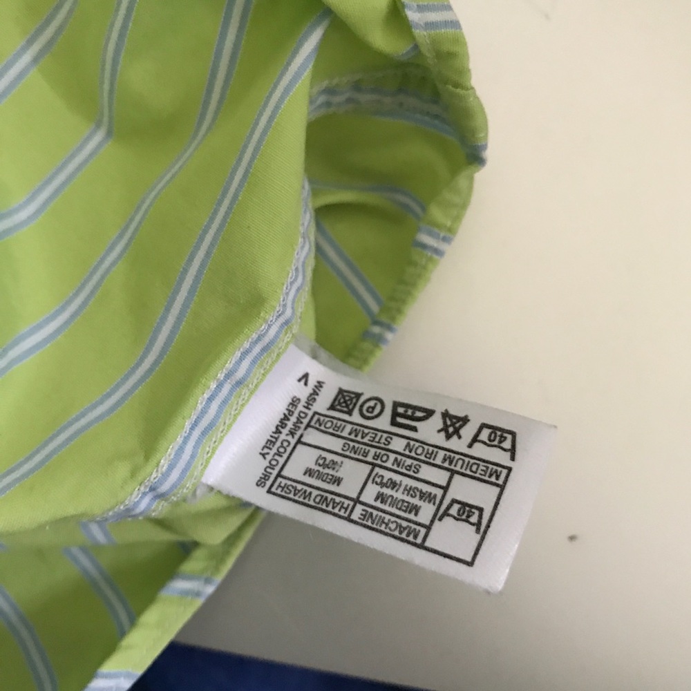 Authentic Burberry Green Striped Button-Down Shirt - image 7